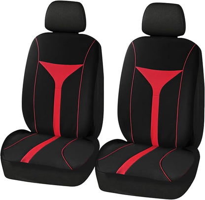 4PCS Car Seat Covers Full Set,Breathable Front Seat Covers for Cars for Reducing Back Sweating & Protection,Stylish Car Cover Seats with Reddish Line Cars Interior Accessories (Red)