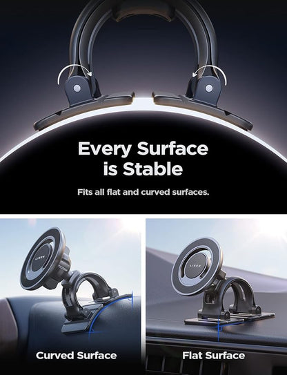 LISEN for MagSafe Car Mount [Strong Magnets] Magnetic Phone Holder for Car Hands Free Cell Phone Mount Cradle Vent & Dashboard Car Accessories for Women Men fit iPhone 17 16 15 14 13 12, Black | 2-in-1 Vent & Dashboard Car Phone Mount 22*N55 Strong Mag...