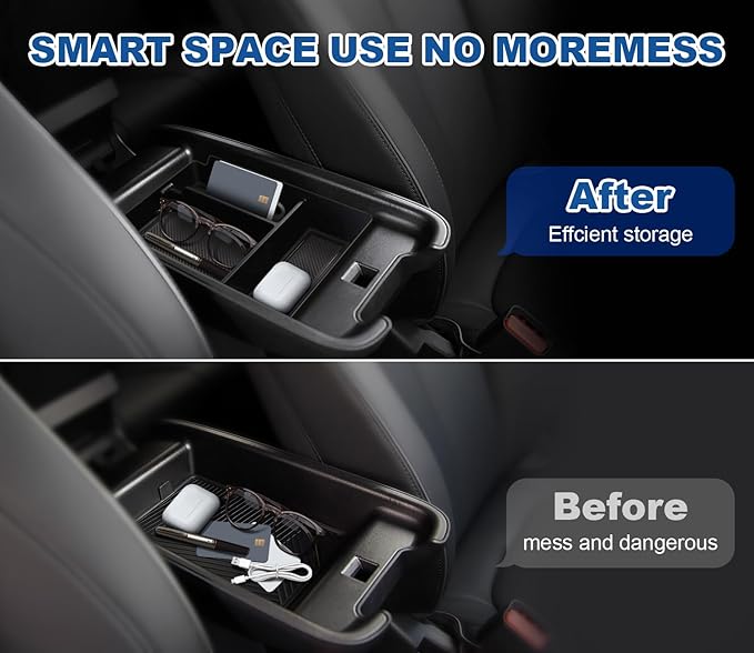 Upgrade Center Console Organizer for Hyundai Ioniq 5 2022-2025 2026 Ioniq 5 Storage Accessories with Non-Slip Liner Hyundai Ioniq 5 Center Console Organizer |Easy to Install||Keep Things Organized|