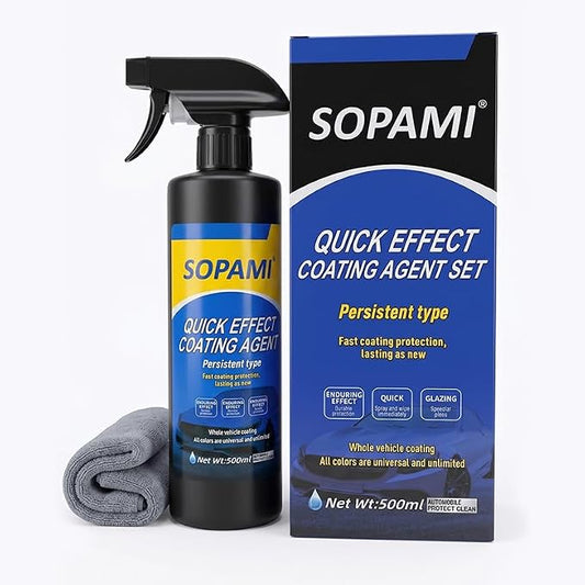 Sopami Car Coating Spray,Multi‑Purpose Quick Coating Spray | High Gloss Shine, Auto Body Wax Scraping and Polishing Waterless Wash, Wheels & Interior Surfaces (1 pcs)