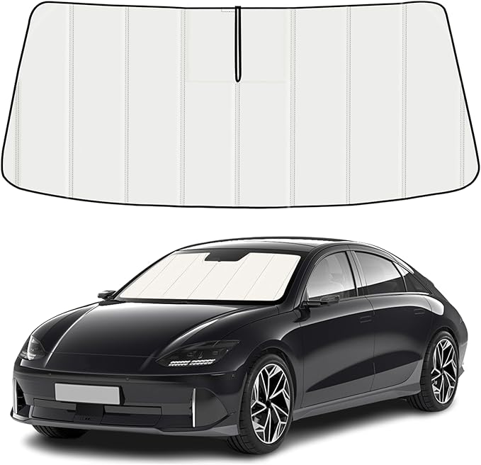 Windshield Sun Shade for Hyundai Ioniq 6 2023-2026, Front Window Visor Accessories, Folding Design Blocks Heat & UV Rays Maintain Cool Interior and Save Space