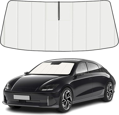 Windshield Sun Shade for Hyundai Ioniq 6 2023-2026, Front Window Visor Accessories, Folding Design Blocks Heat & UV Rays Maintain Cool Interior and Save Space