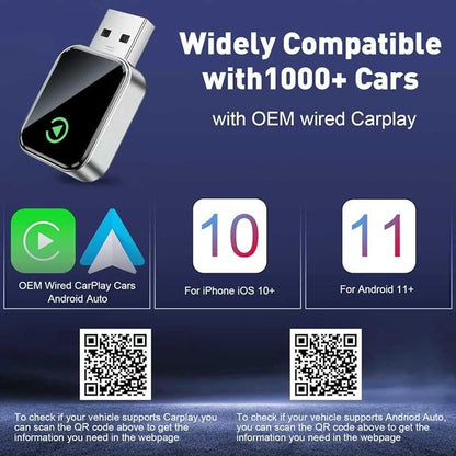 UANTIN Wireless CarPlay Adapter for Apple iPhone iOS 10+ & Cars from 2015+, Mini Edition, Converts Factory Wired to Wireless CarPlay Dongle Plug & Play, USB A/C