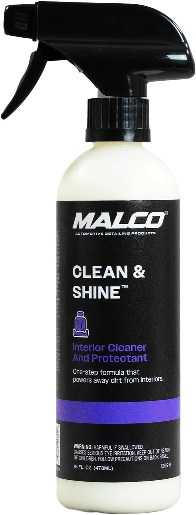 Malco Clean and Shine Interior Car Cleaner and Dressing - Best Interior Car Care to Restore Leather Plastic and Vinyl / 1 Simple Step To Clean, Condition, and Protect/Non-Glare Satin Finish (125916)