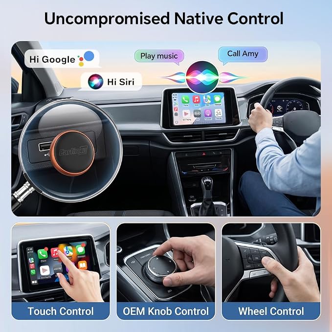 Carlinkit Mini Ultra 3 Wireless CarPlay Adapter, 2026 Upgrade Wireless Android Auto [Dual Band 5G/2.4G], Plug & Play for OEM Wired Cars, for iPhone iOS 10+ & Android 11+, Ultra Compact, Orange