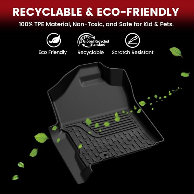 LASFIT Floor Mats for 2002-2008 Dodge Ram 1500 Quad Cab, 2003-2009 for 2500/3500 Bucket Seating, Not Fit Have 4X4 Shifter, All Weather TPE Custom Fit Car Mats Floor Liners 1st & 2nd Row, Black