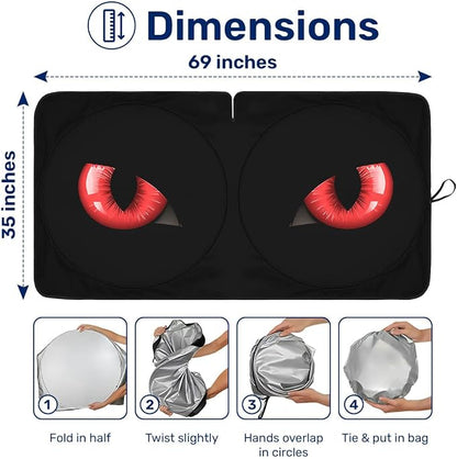 GENANY Evil Eyes Movie Windshield Sun Shade for Car SUV Truck (69x35 Inches), Automobile Sunshade, Protector Blocks UV, Car Decor