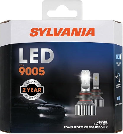 SYLVANIA - 9005 LED - Fog Lights For Cars and Trucks - Headlight Bulbs for Off Road Powersports - 6000k Cool White LED Light - Long-Lasting Bulbs - No Polarity - DIY Upgrade
