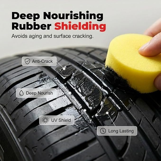 Tire Refurbish Wax Instant Gloss, 2026 New Car Tire Shine with Sponge, Tire Polishing Paste for Cars Trucks Motorcycles RVs & More (1PCS)