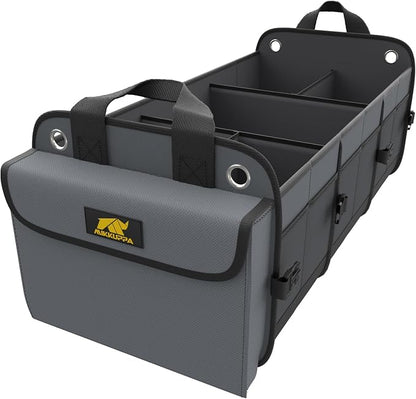 MIKKUPPA Car Trunk Organizer - 100L Large Car Organizer, 1680D Oxford Collapsible Suv Trunk Storage with 2 Adjustable Straps for Auto, Truck, Suv (Gray)