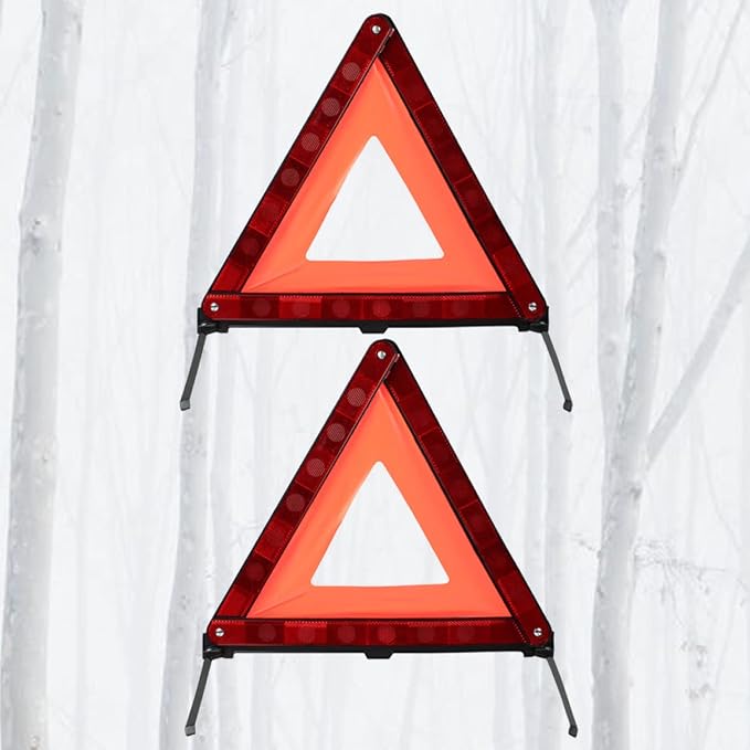 PartyKindom 2pcs Emergency Roadside Kit Warning Triangle Signs Car Emergency Road Safety Kit Quick Setup and Weighted Base