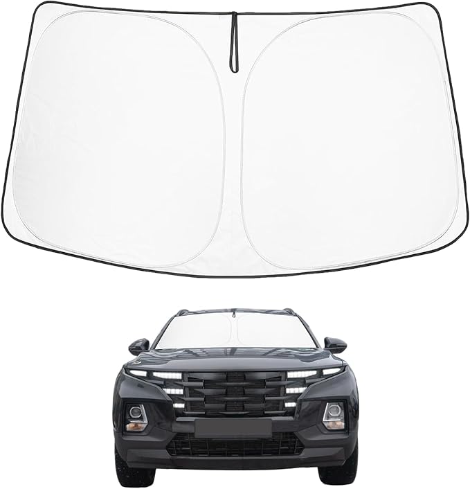 Proadsy Windshield Sun Shade Custom Fit Hyundai Santa Cruz 2022-2025 2026 4-Layer Foldable Front Sunshade Protector Sun Visor Blocks UV Rays Keep Car Cooler