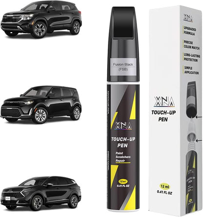 XNA Fusion Black(FSB) for KIA Touch Up Paint, 2 in 1 Car Scratch Remover with Pen Tip and Brush, Exact Color-Matched for Car Paint Scratch Repair, Quick & Easy Fix Chips and Nicks