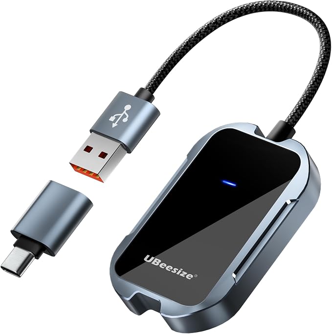 UBeesize Wireless CarPlay Adapter (2025) – Seamless Wireless Upgrade for 2017+ Cars | iPhone & Android Compatible