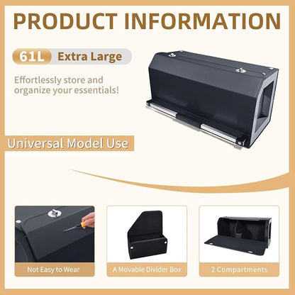 Car Trunk Organizer, Sturdy Car Storage Organizer with Lid and Push-pull Handle Collapsible Leather Cargo Organizer for Suv, Truck, Sedan, Van (Black, 26.7 x 11.4 x 12.2in)