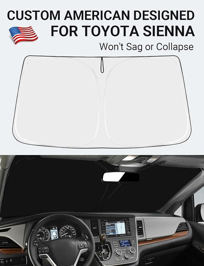 Proadsy 2026 Upgrade Front Windshield Sun Shade Foldable Sunshade Protector Custom Fit 2011-2020 Sienna Accessories