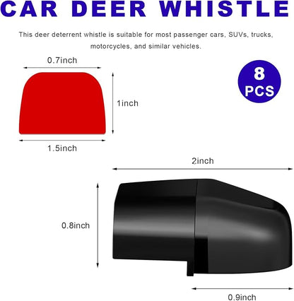 8 PCS Deer Whistles for Car, Deer Warning Device with Adhesive Tapes to Avoid Collisions, Animal Alert Horn Road Safety Whistle for SUVs Trucks Motorcycles, Car Accessories (Black)