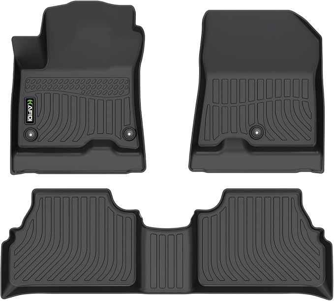 Floor Mats Custom for Hyundai Kona Electric (EV) 2019-2023 All Weather Protection TPE Heavy Duty Non-Slip Automotive Floor Liners Fits Front& 2nd Row Full Set Accessories, Black