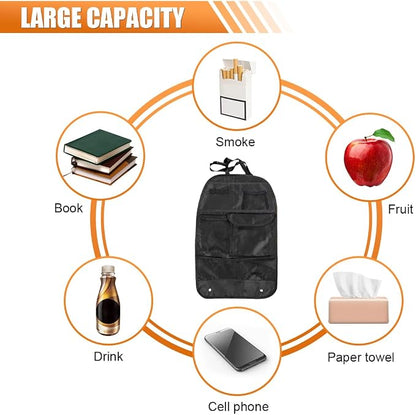 Car Backseat Organizer with 7 Storage Pockets, Waterproof Auto Seat Back Protector Kick Mat for Kids Toddlers, Large Capacity Universal Travel Accessories, Keep Vehicles Organized & Tidy (1PC)