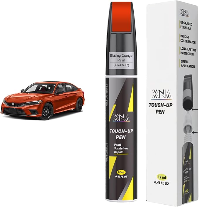 XNA Blazing Orange Pearl(YR-659P) for Honda Touch Up Paint, Car Scratch Remover for Nicks and Chips Repair, 2-In-1 Quick & Easy Fix Car Scratch Repair Kit with Exact Color-Matched