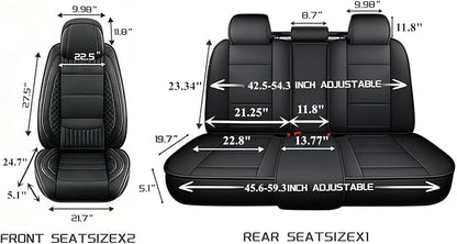 Car Seat Covers Full Set, Grey Leather Seat Covers, Breathable Front and Back Car Seat Protectors, Wear-Resistant Seat Covers Universal Fit for Most Cars SUV Truck (Grey-Diamonds, Full Set)
