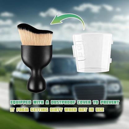 Car Interior Detailing Brush, Curved Soft Bristles Vehicle Removal Dust Collectors, Scratch-Free Automotive Cleaning Tool Accessories, Universal for Truck SUV Sedan (Brown/Black)