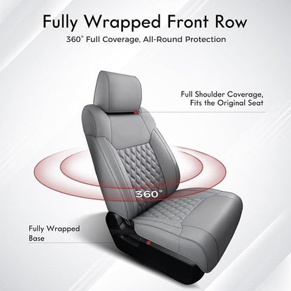 Huidasource Tacoma Front Truck Seat Covers Fit for 4th Gen Toyota Tacoma 2024-2026 All Cab SR, SR5, Limited, TRD Sport/Off-Road, Trailhunter Front Row, Nappa Leather Seat Cover (Front Pair/Gray)