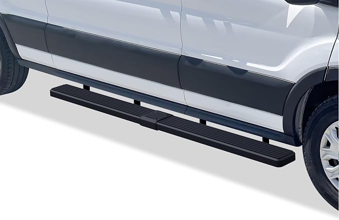 APS (Black Stainless Steel 6 inches) Running Boards Nerf Bars Side Steps Compatible with Ford Transit 2015-2026 Full Size Van 3-Door (Exclude 2022-2026 E-Transit)