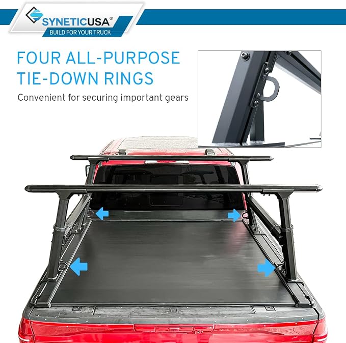 Syneticusa ER Power Retract Hard Tonneau Cover with R1 Rack Fits 2004-2026 Ford F-150 5.5' (67”) (incl. Raptor/Lightning) Truck Bed Retractable