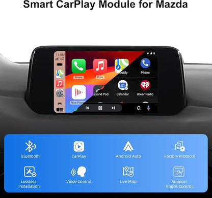 CarPlay & Android Auto Decoder Adapter Retrofit Kit Compatible with Mazda (2014-2021 Year) 2/3/6/CX-3/ CX-5/ CX-9/ MX-5, Supports USB Wired CarPlay&Android Auto/Voice Control/Navigation etc