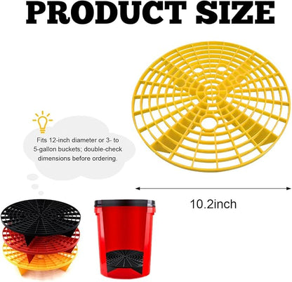 Yourkar 2 PCS Car Wash Bucket Inserts, Plastic Vehicle Wash Bucket Insert Detail Grit Trap, Auto Wash Dirt Collectors Fits 12 Inch Diameter Bucket, Universal Car Accessories (Yellow, 1PCS)