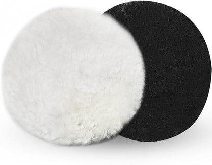 2 Pcs Wool Polishing Pad 6 Inches Soft Sheepskin Buffing Pads with Hook and Loop Back for Compound Cutting & Polishing for Automotive, Marine, Furniture
