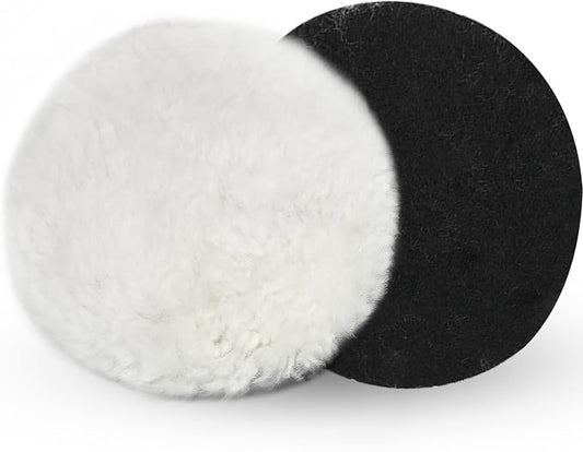 2 Pcs Wool Polishing Pad 6 Inches Soft Sheepskin Buffing Pads with Hook and Loop Back for Compound Cutting & Polishing for Automotive, Marine, Furniture