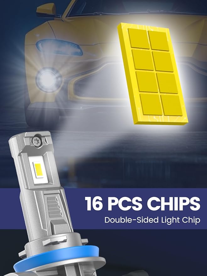 H11 Bulbs, H8 H9 Fog Light, 30000LM 6500K Super Bright, Fanless Mini Size, Plug and Play, Pack of 2
