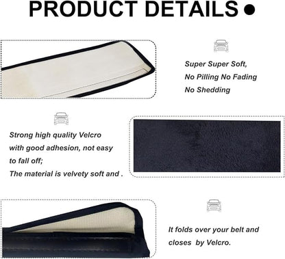GUAN 2 Packs Car Seatbelt Covers Shoulder Super Soft Pad for Adults Kids Women & Men, Universal Seat Belt Cover for Handbag Camera Backpack Straps, Shoulder Pad Protector,Black,10.5in