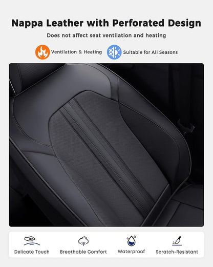 Huidasource Rear Seat Covers Compatible with Seatbelt Buckle, Child Seat, Premium Faux Leather Back Seat Cover, Rear Car Seat Cover with Velcro Adjustable Universal Fit for Most Cars SUV Trucks, Black