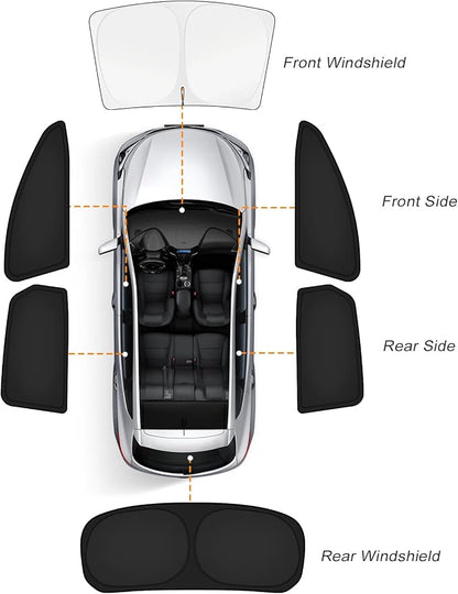KUST Car Window Shades for Toyota Camry 2025-2026 Windshield Sun Shade Side Window Cover UV Block Privacy Protection Camry Accessories for Camping Blackout Rear Back Full Set 6PCS