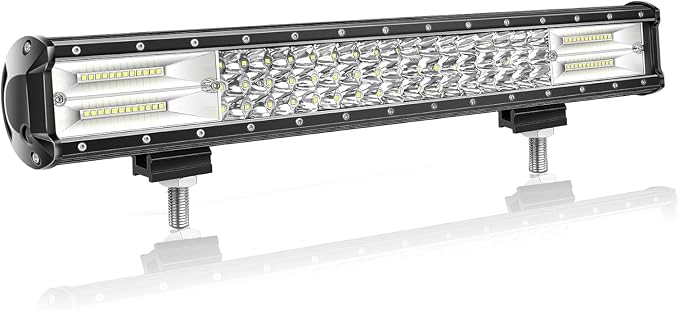 Willpower 20 inch 288W Triple Row Flood Spot Beam Led Light Bar Off Road Driving Lights for Vehicle Jeep SUV Truck ATVs Boat,DC 12V 24V Waterproof(20 inch)