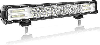 Willpower 20 inch 288W Triple Row Flood Spot Beam Led Light Bar Off Road Driving Lights for Vehicle Jeep SUV Truck ATVs Boat,DC 12V 24V Waterproof(20 inch)