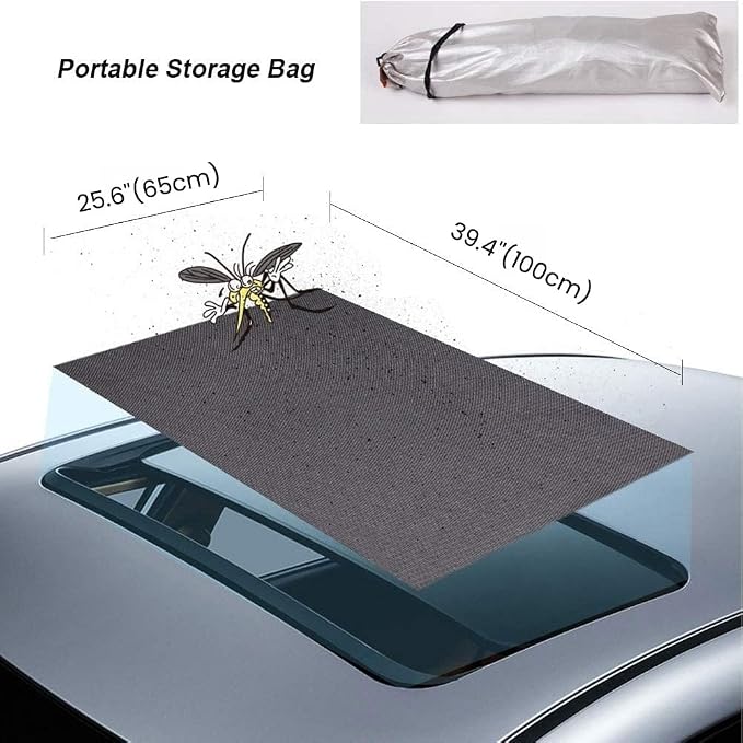 Magnetic Car Sunroof Sun Shade Breathable Mesh, Car roof Cover for Overnight Camping, Quick Install, UV Sun Protection for Moonroof and Side Window