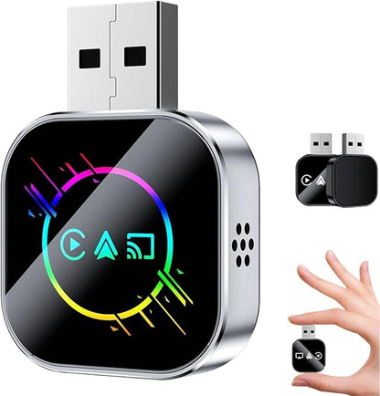 2026 Upgrade 3 in 1 Screen Mirror iOS Phone, Wired to Wireless Carplay Adapter, Mini USB Design Car Play Adapter with Type-C Extension, Plug and Play (Colorful Silver, for Android)