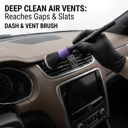 Rivali Car Care Premium 5-Piece Interior Detailing Brush Set - Ultra Soft Scratch-Free Brushes for Leather, Alcantara, Dashboards, Air Vents & Screens - Professional Car Interior Cleaning Kit