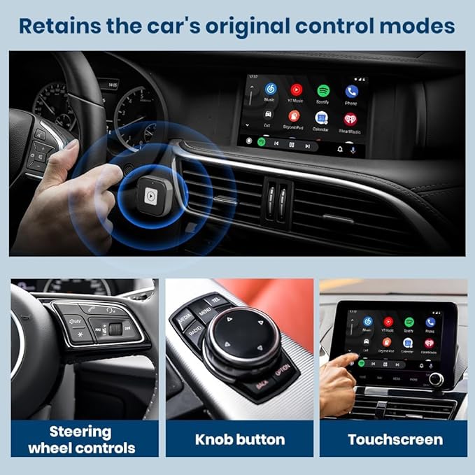Mini 2-in-1 Wireless CarPlay & Android Auto Adapter for iOS 10+ & Android 11+, Plug & Play Dongle for USB/Type-C Port Converts Wired to Wireless, Fast Auto-Connect/Low Latency/Compact Design