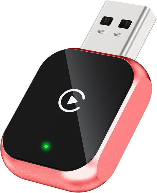 Mini Wireless Carplay Adapter for iPhone - Carplay Wireless Adapter Car Play Dongle Bluetooth, Pink