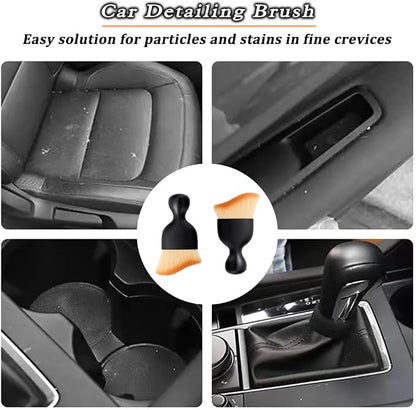 2 Pcs Car Detailing Brush, Car Wash Brush, Car Interior Cleaning Brush Ideal for Interior, Exterior, Dashboard, AC Vents, Leather & Engines, Soft Bristles (Yellow, 2 Pcs)