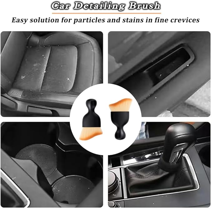 4 Pcs Car Detailing Brush, Car Wash Brush, Car Interior Cleaning Brush Ideal for Interior, Exterior, Dashboard, AC Vents, Leather & Engines, Soft Bristles (Yellow)