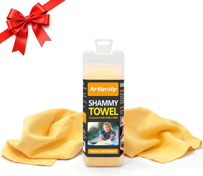 ARTIPOLY Premium Extra Large Shammy Cloth for Car Drying (34”x25”)-Super Absorbent XL Chamois Towel for Car-Reusable Shammy Towel for Car, Bathroom,Pets, Dust Remove, No Spots/Streak/Scratch
