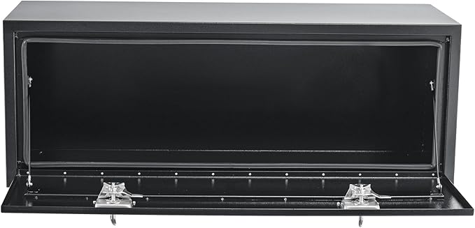 Black Steel Underbody Truck Box, Pickup Storage Box, Heavy Duty Diamond Plate Tool Box with Lock and Keys, Waterproof Trailer Storage Box (60" x 16" x 13"-Grey)