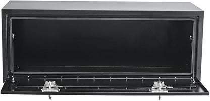 Black Steel Underbody Truck Box, Pickup Storage Box, Heavy Duty Diamond Plate Tool Box with Lock and Keys, Waterproof Trailer Storage Box (60" x 16" x 13"-Grey)