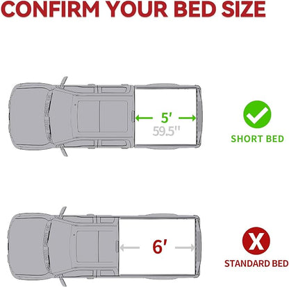 YITAMOTOR Low-Profile Hard Tri-Fold Truck Bed Tonneau Cover Compatible with Nissan Frontier(NO México) 2005-2026 with 5 ft Bed